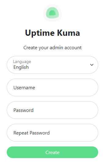 Uptime-Kuma Admin Account Setup Screen