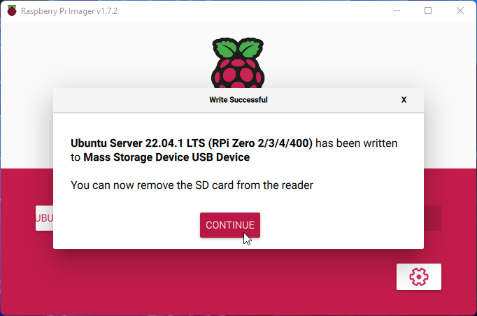 Raspberry Pi Imager Write Completion Confirmation