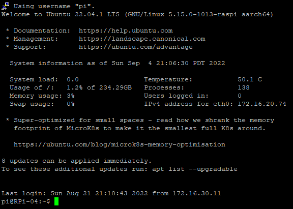 SSH Connection to Raspberry Pi