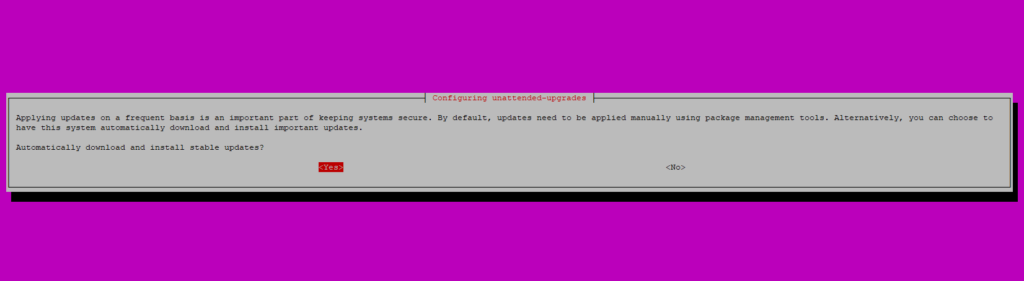 Unattended Upgrades Configuration Screen