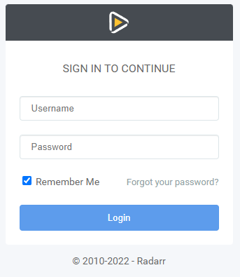 Radarr Security Settings with Authentication Options