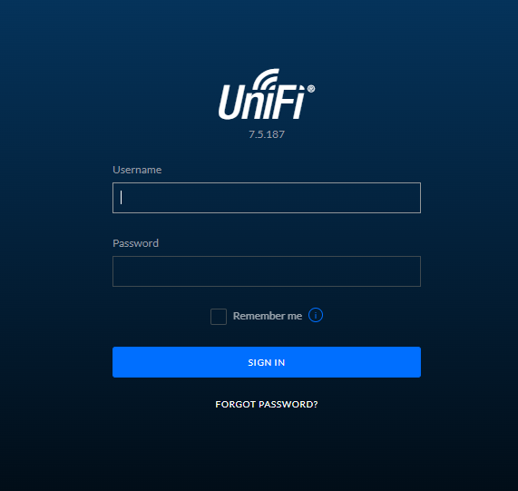 Unifi Network Application Login Screen
