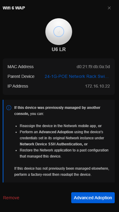 Unifi Device Adoption Failure Screen