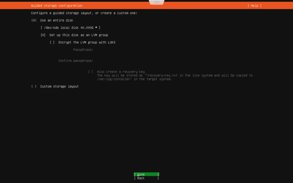 Ubuntu Server Guided Storage Configuration