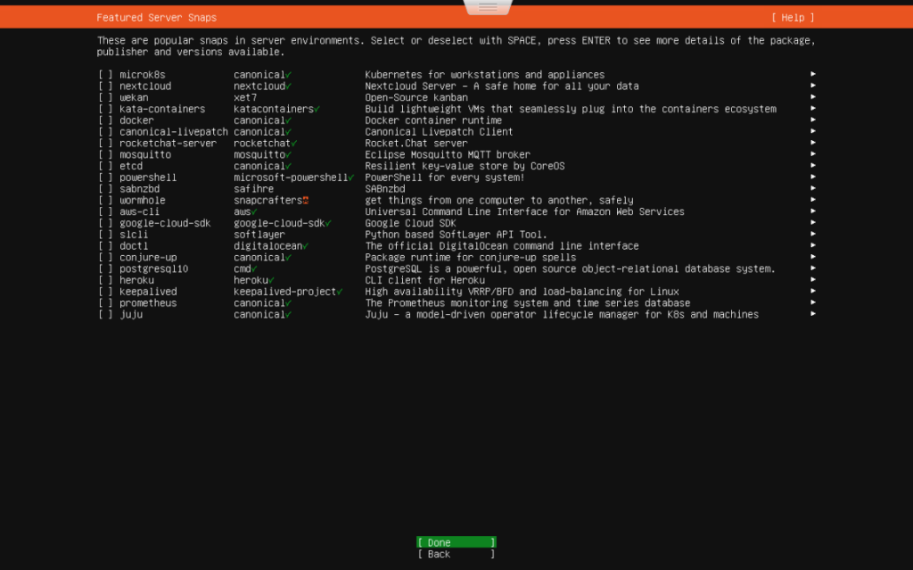 Ubuntu Server Featured Server Snaps