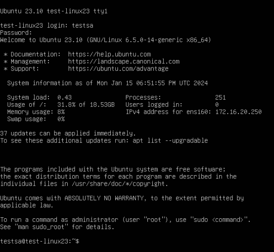 Ubuntu Server Welcome Screen After Login