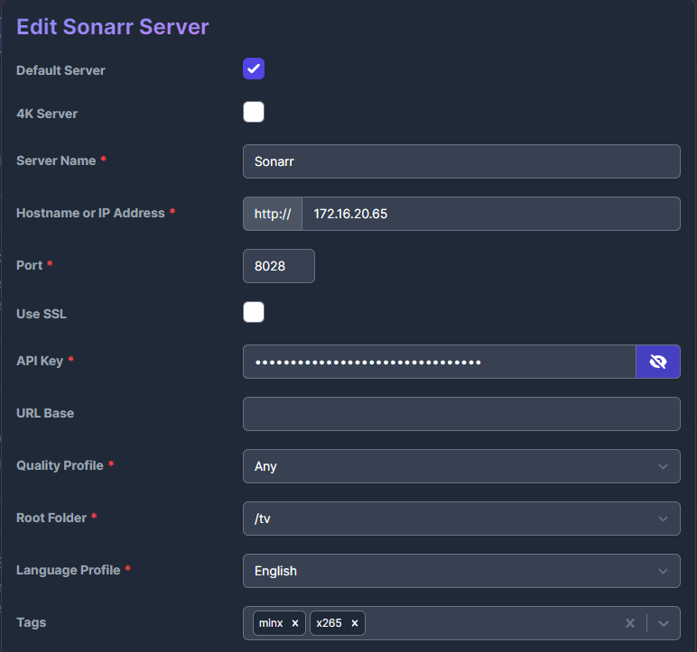 Overseerr Sonarr Configuration