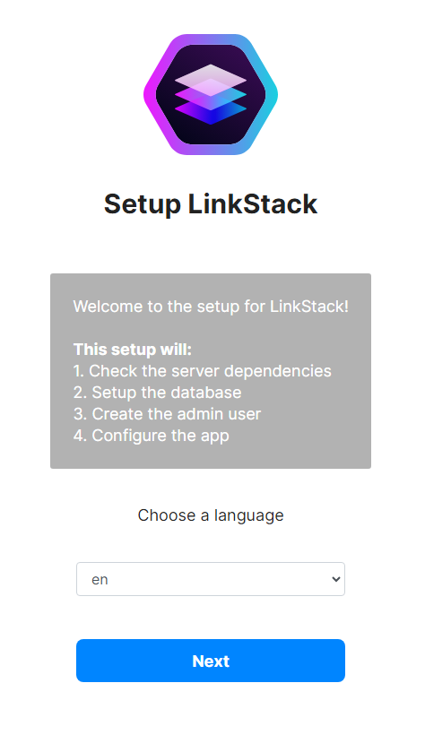 LinkStack Welcome Page