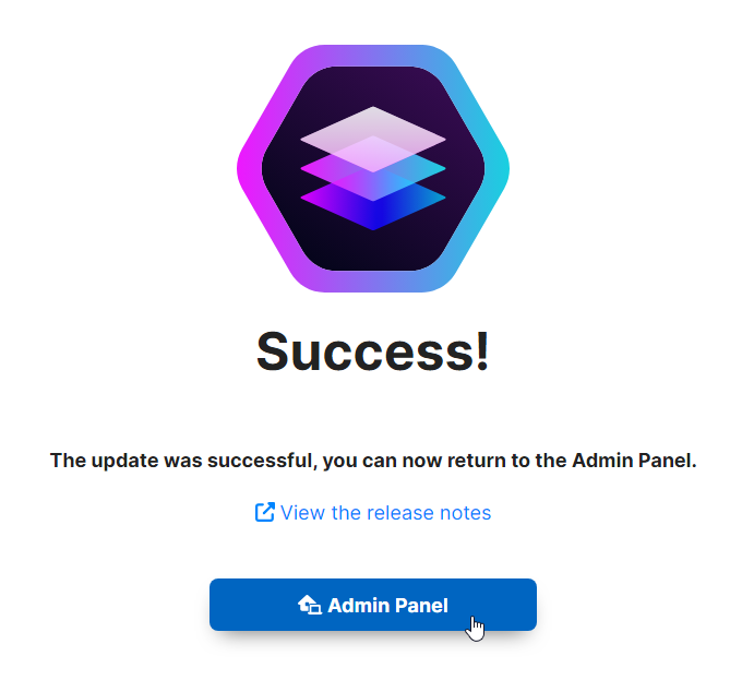LinkStack Update Success Screen