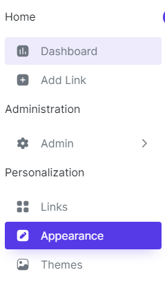 LinkStack Appearance Menu