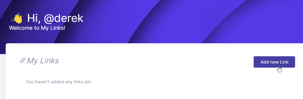 LinkStack Add New Link Button