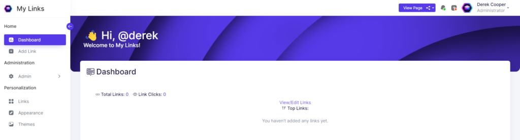 LinkStack Admin Dashboard