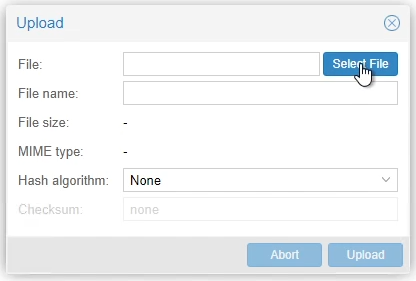 Proxmox Upload Select File