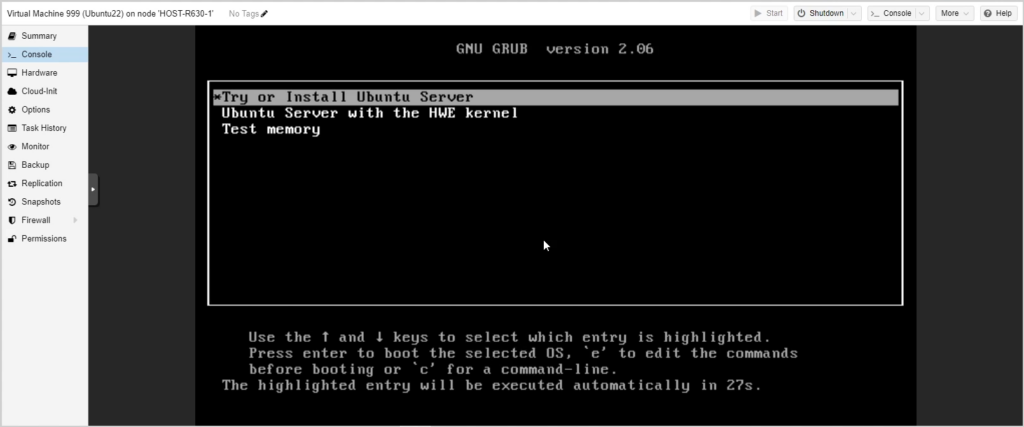 Proxmox Linux VM POST and Boot