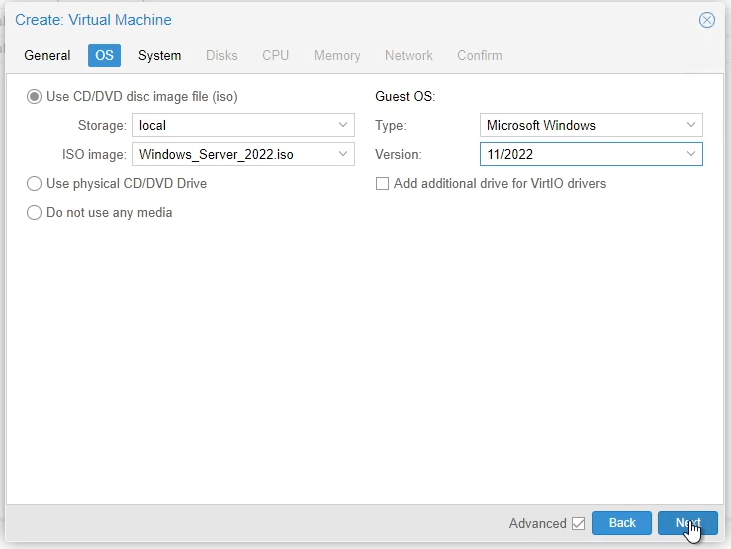 Proxmox Windows VM OS Settings