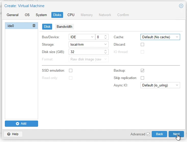 Proxmox Windows VM Disks Settings