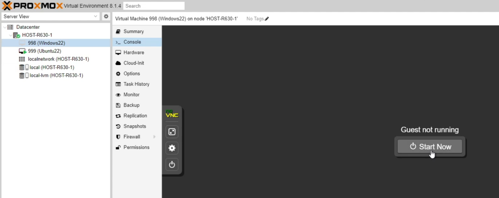 Proxmox Windows VM Console Start Now