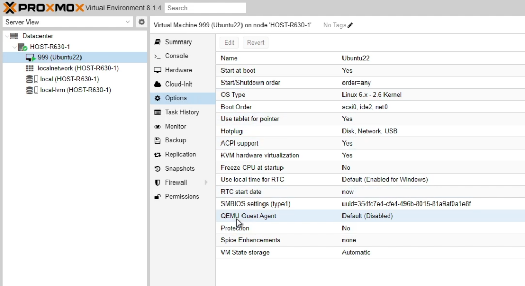 Proxmox QEMU Guest Agent Option