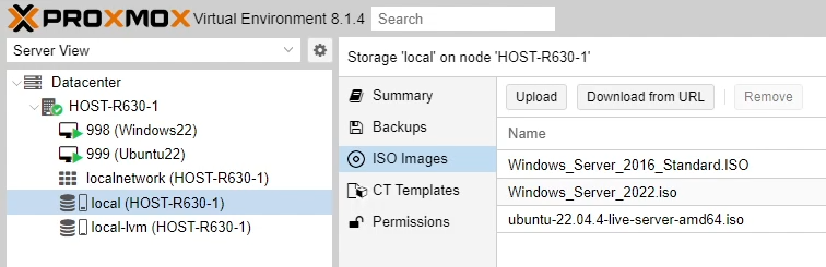 Proxmox ISO Images Storage