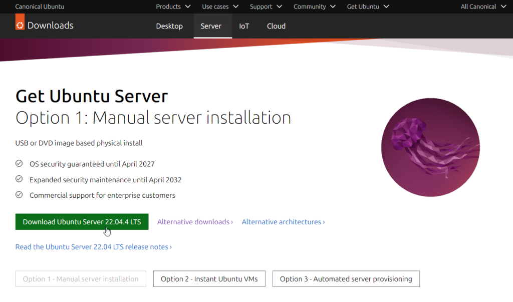 Ubuntu Server Download Page