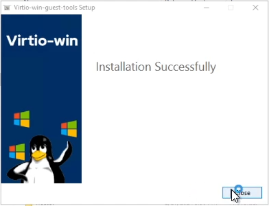 VirtIO Guest Tools Installation Successful