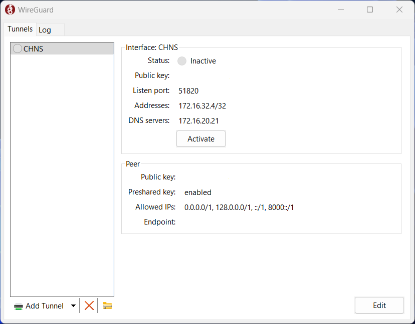 WireGuard Client Loaded Configuration