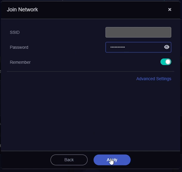 WiFi Password Entry Screen