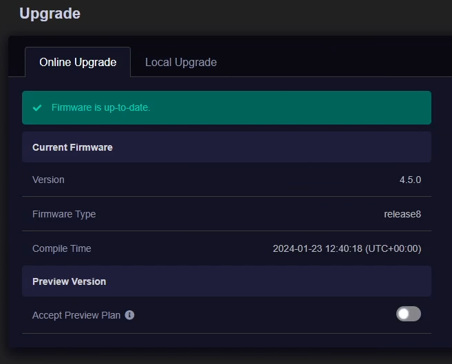 Firmware Upgrade Interface