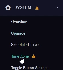 System Time Zone Menu