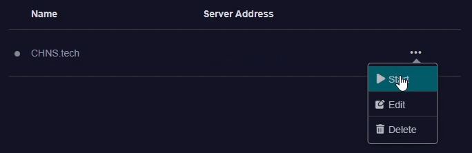 WireGuard Server Start Button