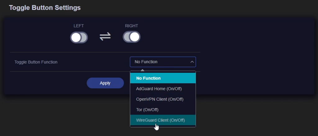Toggle Button WireGuard Client Configuration