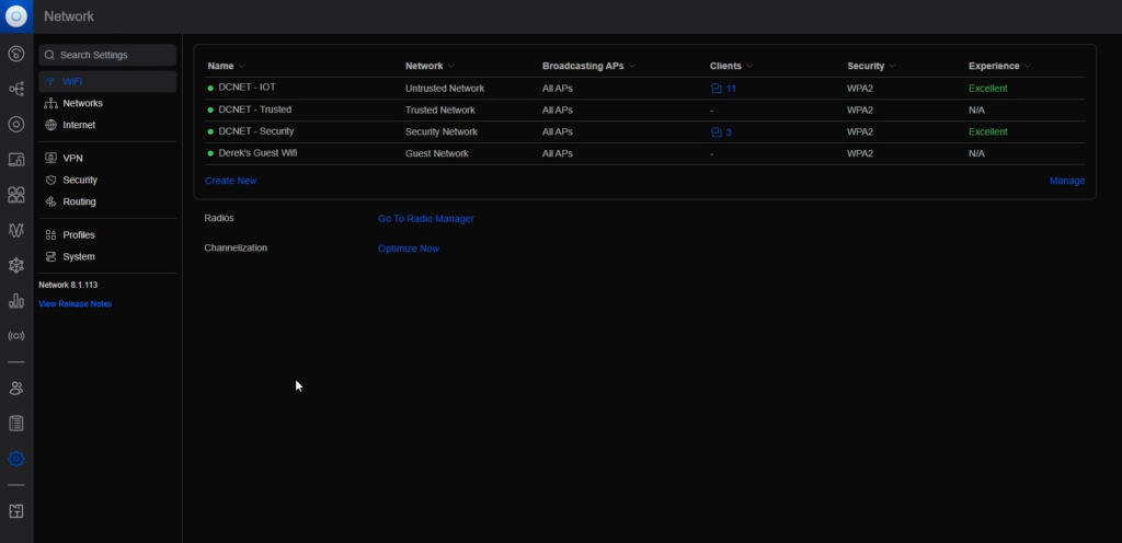 UniFi WiFi Configuration Page