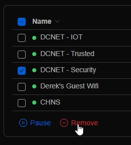 UniFi SSID Remove Selection