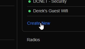 UniFi Create New SSID Button