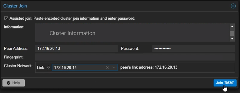 Proxmox Cluster Join Dialog