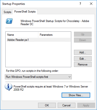 Startup Properties Add Script to GPO