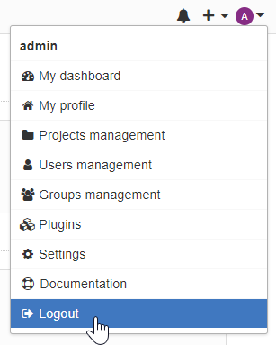 Kanboard Logout Menu
