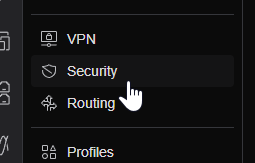 Unifi Security Page Menu