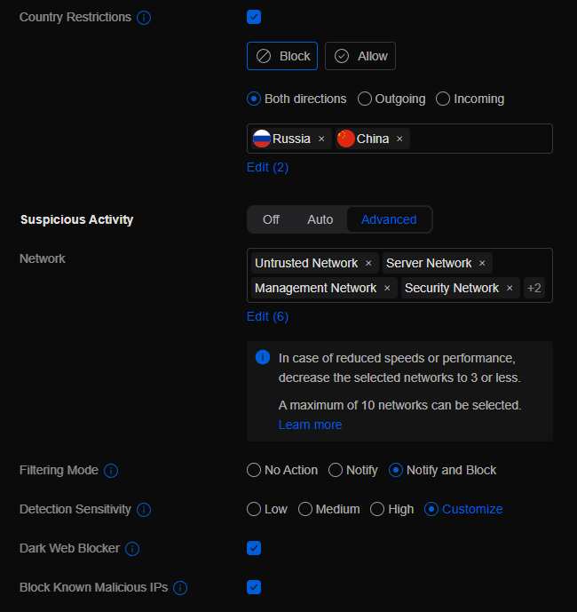 Unifi General Tab Firewall Settings