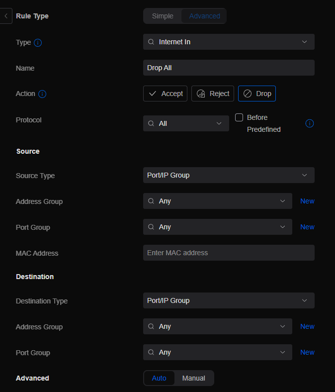 Unifi Drop All Traffic Rules Configuration
