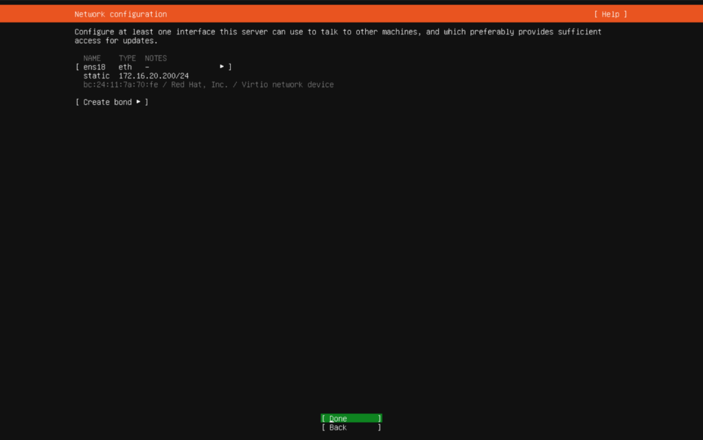 Network Configuration with Static IP Configured