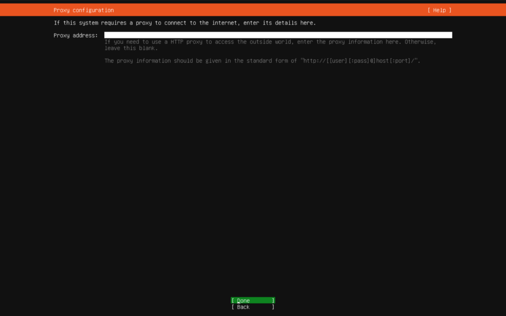 Proxy Configuration Screen
