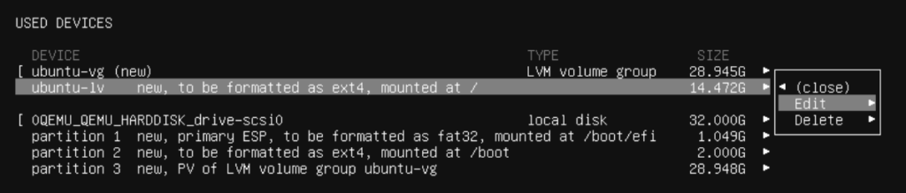 Edit Partition Option