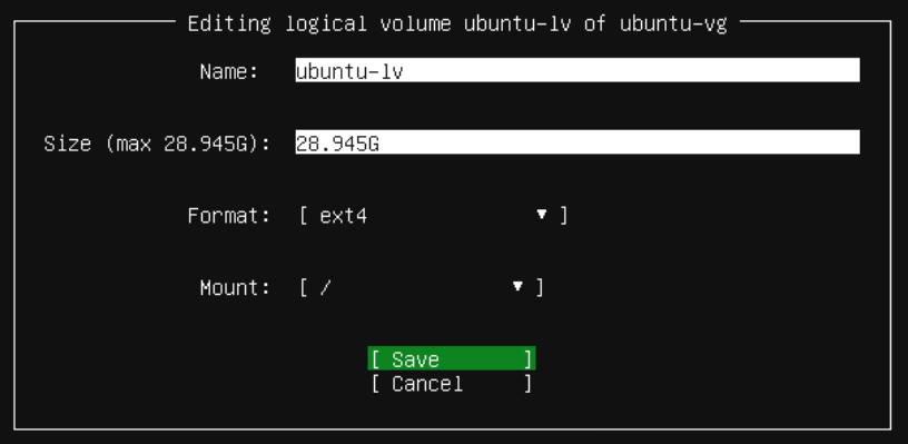 Partition Size Edit Dialog