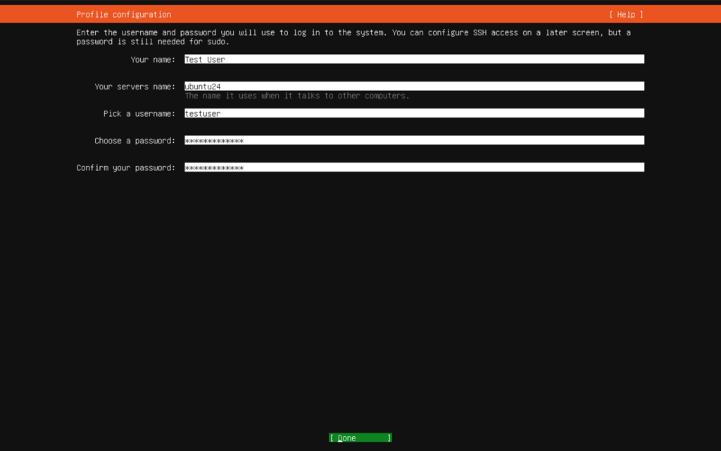 Profile Configuration Form