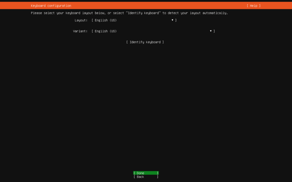 Keyboard Configuration Screen