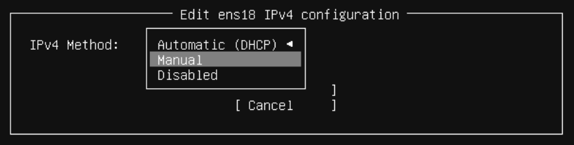 Manual IP Configuration Option