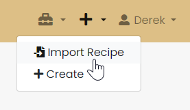 Tandoor Recipes Import Menu