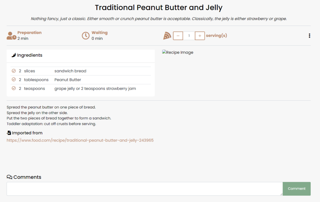 Tandoor Recipes Imported Recipe Details
