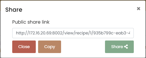 Tandoor Recipes Share Dialog